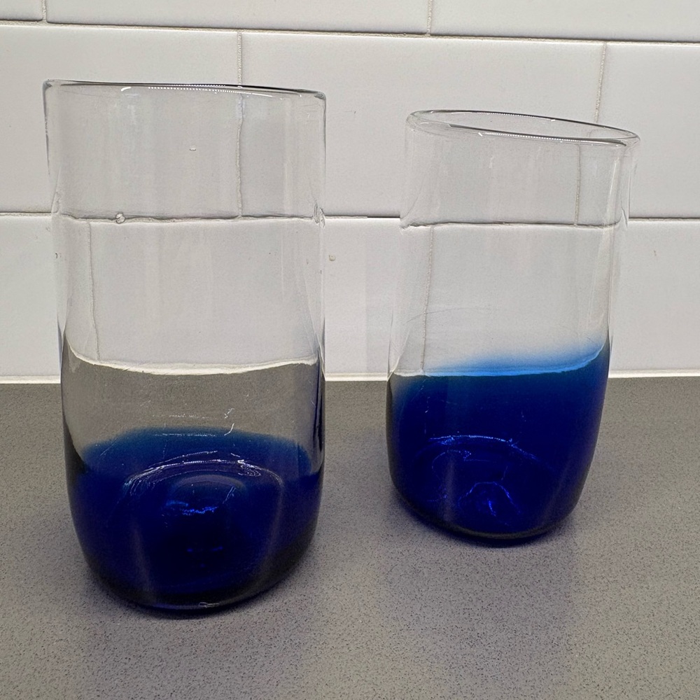 Hand Blown Cobalt Blue Glasses